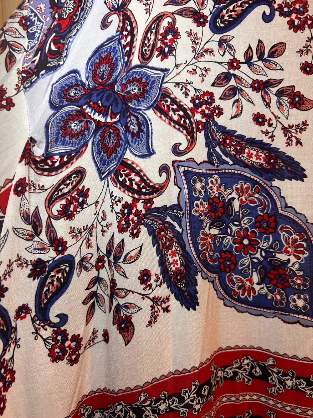 Maurices White Red and Blue Printed Kimono Tunic - Picture 5 of 6